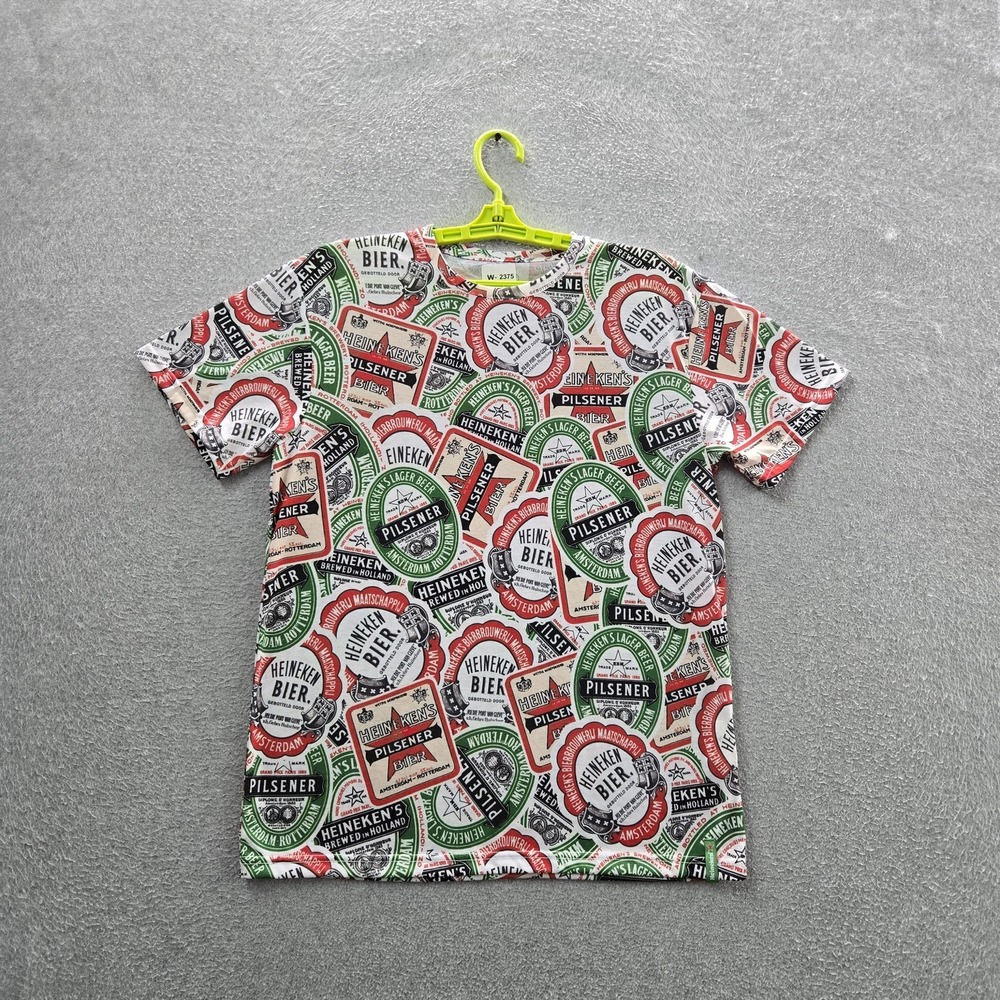 Heineken Men Shirt M Multicolor Graphic Beer Labels Casual Logo Short Sleeve